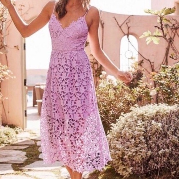 Astr Dresses & Skirts - ASTR The Label Lace Overlay Midi A-Line Dress, Light Orchard, Size S, Dressy